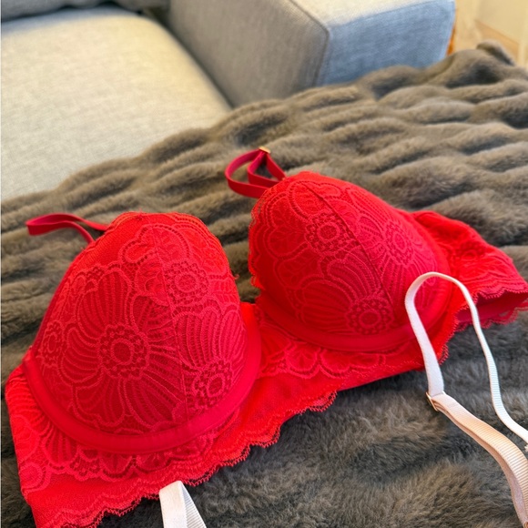 Aerie Red and Cream Lace Bra Bundle Size 34C - Picture 3 of 6